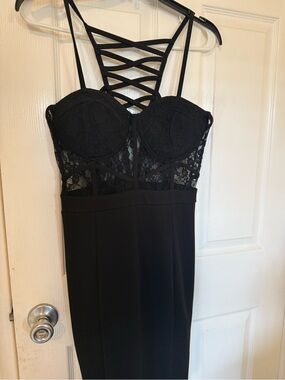 Black Lace Bodice Strappy Dress